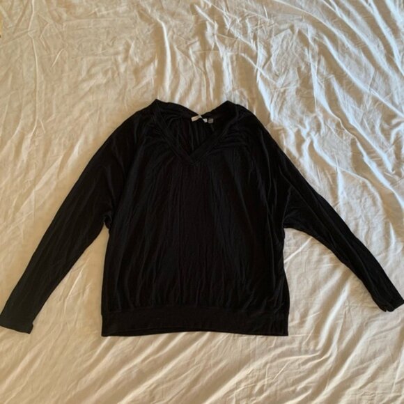 Dex Black Batwing Long Sleevev-Neck Top - Picture 2 of 5